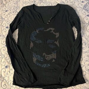 Zadig & Voltaire Black Long Sleeve Skull Shirt - small